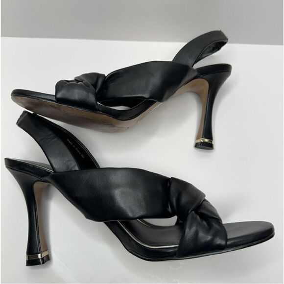 Kenneth Cole Sandals Womens Size 8 Black Faux Leather Slingback Knot Heels - Picture 5 of 10